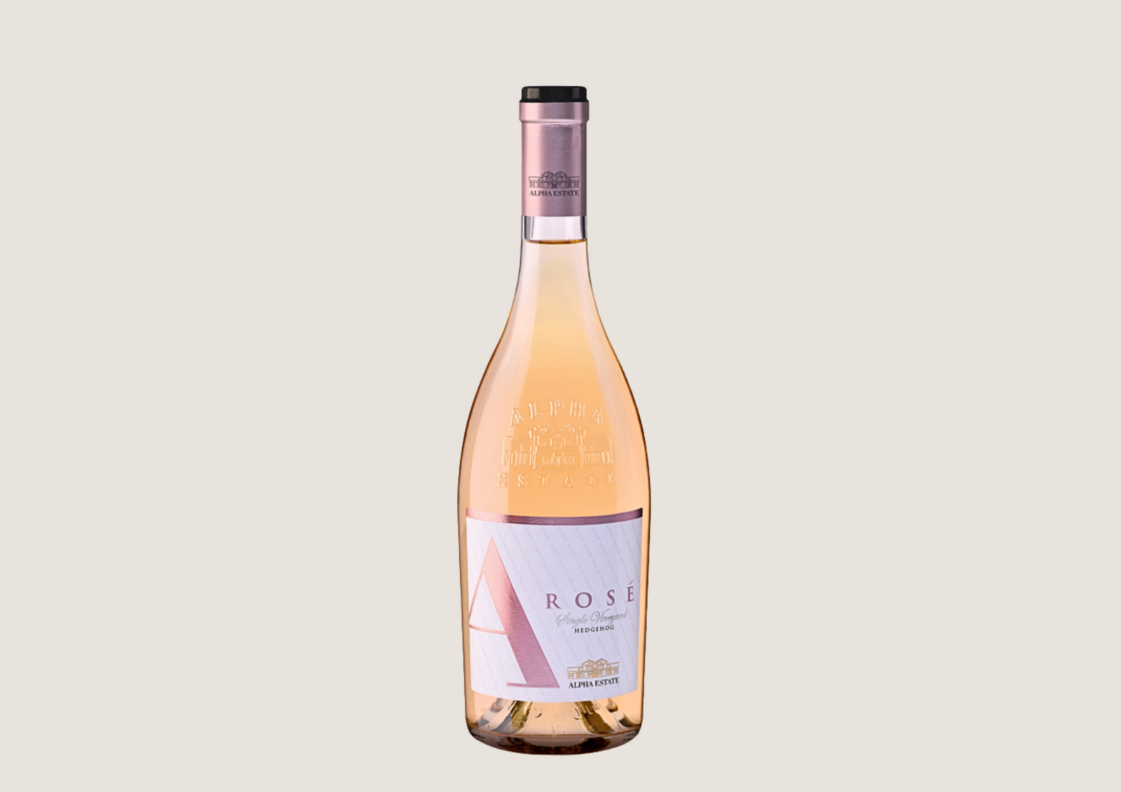 Flasche Roséwein von Alpha Estate, elegant etikettiert und hochwertig gestaltet.