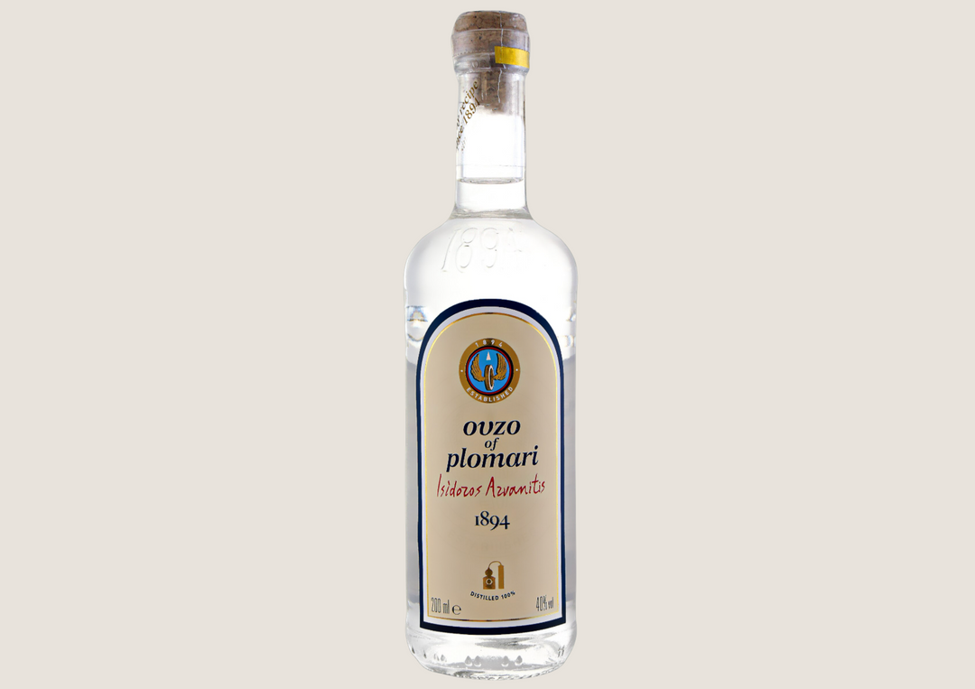 Flasche Ouzo of Plomari mit Korkverschluss, klarer Anisschnaps aus Griechenland, 200 ml, 40 % Vol.